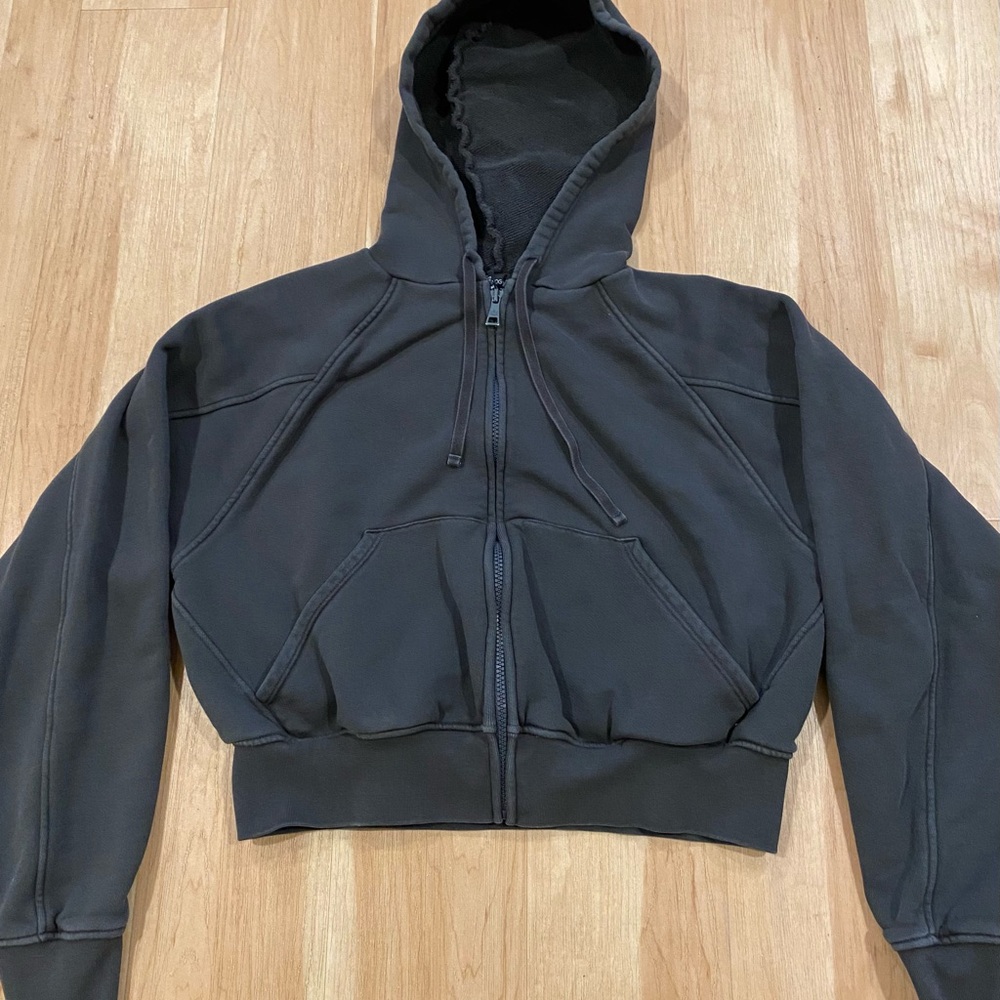 Beyond Yoga Charcoal Zip-up Cropped  Hoodie size S